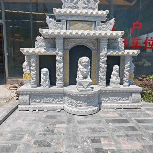 周口芝麻白中国黑石材套墓 花岗岩墓碑